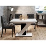 Bestmobilier - burnie - table à manger extensible - blanc et noir - 4 à 6 personnes Bestmobilier - burnie - table à manger extensible - blanc et noir - 4 à 6 personnes