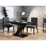 Bestmobilier - burnie - table à manger extensible - noir et effet béton - 4 à 6 personnes Bestmobilier - burnie - table à manger extensible - noir et effet béton - 4 à 6 personnes