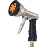 Buse de tuyau d'arrosage robuste en mtal avec 9 modes rglables - pistolet d'arrosage antidrapant pour ...