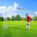 But de foot 365 x 182 cm cage de foot pour enfants, avec 2 filets amovibles, cadre robuste en acier galvanis, ...