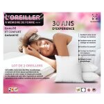 Bysommiflex - lot de 2 oreillers 60x60 memoire de formesp�cial cervicalesgarantie � vie