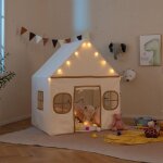 Cabane enfant interieure, tente enfant avec 10 �toiles lumineuses et tapis moelleux, porte enroulable, ...
