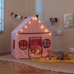 Cabane enfant interieure, tente enfant avec 10 �toiles lumineuses et tapis moelleux, porte enroulable, ...