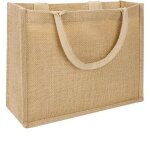 Cabas en toile de jute naturel avec poign�es - fourre - tout r�utilisable, pliable pour courses - sac ...