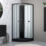 Aurlane - cabine de douche 1 / 4 de cercle 85x85x200 cm - portes coulissantes - receveur noir mat