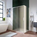 Cabine de douche 120x80 cm avec ouverture coulissante et paroi fixe profils aluminium ultra - plats ...