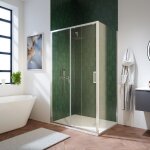 Cabine de douche 120x90 cm avec ouverture coulissante et paroi fixe profils aluminium ultraslim verre ...