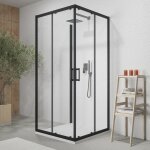 Cabine de douche 3 côtés 80x100x80 cm avec double porte coulissante et paroi fixe profilés en aluminium ... Cabine de douche 3 côtés 80x100x80 cm avec double porte coulissante et paroi fixe profilés en aluminium ...