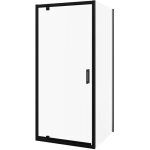 Cabine de douche 70x70 cm porte battante d'angle et paroi fixe profils en aluminium verre opaque noir ...