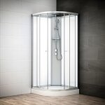 Cabine douche 90 x 90 silver blanc quart de rond