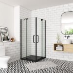 Cabine de douche 90x80x195cm en verre anti - calcaire, oc�an cabine porte de douche pivotante avec profil ...
