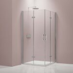 Bernstein - cabine de douche d'angle 100x80x195cm (lxpxh) verre 8mm, 2 portes pliantes, profil chrome ...