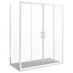 Cabine de douche d'angle 70x160 cm double porte frontale coulissante et paroi fixe profilés en aluminium ... Cabine de douche d'angle 70x160 cm double porte frontale coulissante et paroi fixe profilés en aluminium ...