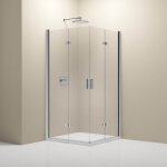 Cabine de douche d'angle 90x90x190cm (lxpxh) verre 8mm, 2 portes pliantes, profilé chrome - nt213 90 ... Cabine de douche d'angle 90x90x190cm (lxpxh) verre 8mm, 2 portes pliantes, profilé chrome - nt213 90 ...