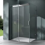 Cabine de douche en angle montage r�versible 70x100 avec porte de douche coulissante verre tremp� esg ...