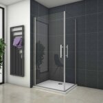 Ocean sanitaire - cabine de douche battente verre tremp� clair ep. 5mm - 70x70x180cm - 2 portes pivotantes ...