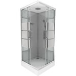 Aurlane - cabine de douche carre 90x90x215cm - grise avec bande dpoli - silvery stripe square