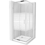 Cabine de douche carre mexen rio 80 x 80 cm, bandes, chrome + receveur plat, blanc - 860 - 080 - 080 ...