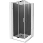 Cabine de douche carre mexen rio 80 x 80 cm, graphite, chrome + receveur rio, blanc - 860 - 080 - 080 ...