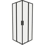 Cabine de douche coulissante 80x90cm avec profils élancés en aluminium noir mat verre transparent 6mm ... Cabine de douche coulissante 80x90cm avec profils élancés en aluminium noir mat verre transparent 6mm ...