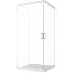Cabine de douche coulissante 90x90 cm profil�s aluminium blanc verre transparent 4mm h185 mod. ibiza