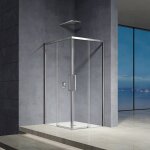 Grand verre - cabine de douche hauteur 185cm avec deux portes coulissantes profils chroms 80x80