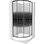 Mexen - cabine de douche rio demi - ronde 70 x 70 cm, rayures, noire + receveur rio, blanc - 863 - 070 ...