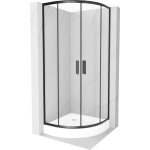 Mexen - cabine de douche rio demi - ronde 70 x 70 cm, transparente, noire + receveur rio, blanc - 863 ...