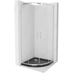 Cabine de douche mexen rio demi - ronde 80 x 80 cm, transparent, chrome + receveur flat, noir - 863 - ...