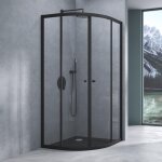 Mai&mai - cabine de douche noir avec deux portes paroi de douche en quart de cercle montage rversible ...