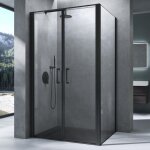 Mai&mai - cabine de douche noire 90x90 porte auto - levante montage rversible paroi de douche rectangulaire ...