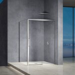 Grand verre - cabine de douche avec ouverture coulissante accs de face profils chroms 120x90