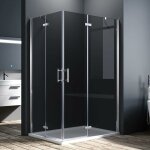 Cabine de douche paroi de douche accès d'angle 80x90cm porte de douche à charnières - sonni Cabine de douche paroi de douche accès d'angle 80x90cm porte de douche à charnières - sonni