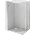 Cabine de douche pentagonale mexen lunar pivotante gauche 90 x 80 cm, transparent, or bross� - 831 - ...