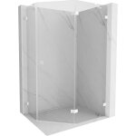 Cabine de douche pentagonale mexen lunar � porte pivotante droite 100 x 80 cm, transparente, blanche ...