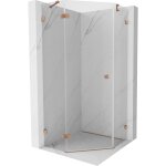Cabine de douche pentagonale pivotante gauche mexen lunar 80 x 80 cm, transparente, cuivre bross - 831 ...
