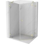 Cabine de douche pentagonale avec porte battante droite 80 x 90 cm, transparente, or bross - 831 - 080p ...