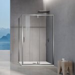 Grand verre cabine de douche pivotante avec élément fixe et paroi latérale hauteur 195cm accessoires ... Grand verre cabine de douche pivotante avec élément fixe et paroi latérale hauteur 195cm accessoires ...