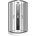 Cabine de douche quart de cercle - hauteur ajustable - l90 x l90 x h200 / 220 cm - noir et blanc - rovata ...