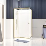 Aurlane - cabine de douche rectangle 110x80x200 / 230cm - receveur bas - fonds blancs et profils or ...