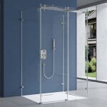 Cabine de douche rectangulaire pour un seul mur 100x140x70cm montage rversible paroi de douche en forme ...