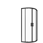 Cabine de douche semi - circulaire 80x80 cm ouverture coulissante profils aluminium verre opaque noir ...