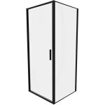 Cabine de douche slim 90x70cm avec porte battante et paroi fixe profil�s noirs opaques et verre transparent ...