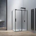 Grand verre - cabine de douche style industriel avec porte coulissante 140x195 et paroi latrale 90x195 ...