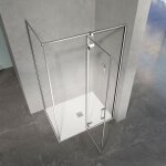 Grand verre - cabine de douche en verre et aluminium avec porte pivotante ouvrante vers la droite 140x70x195 ...