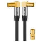 C�ble d'antenne tv (135 db), 4x blind�, plaqu� or, prise coaxiale 90� fiche coaxialee 90�. longueur de ...