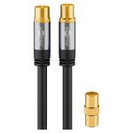 C�ble d'antenne tv (135 db), 4x blind�, plaqu� or, prise coaxiale fiche coaxiale. longueur de c�ble 5 ...