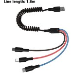 Cble de charge multiple nylon tress adaptateur de cordon de charge rapide usb multiple type c connecteurs ...