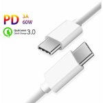 Cable de charge rapide usb c vers usb c 60w 3a pd 3m - blanc