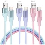 C�ble chargeur iphone, 2m / lot de 3, charge rapide cord lightning cable compatible avec iphone 14 13 ...